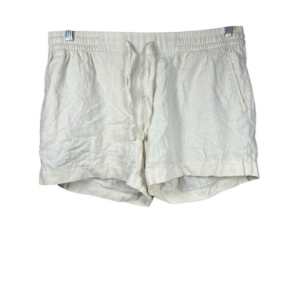 Old Navy Women’s Linen Blend Shorts L Beige Elastic Waist Drawstring Summer - Picture 1 of 10